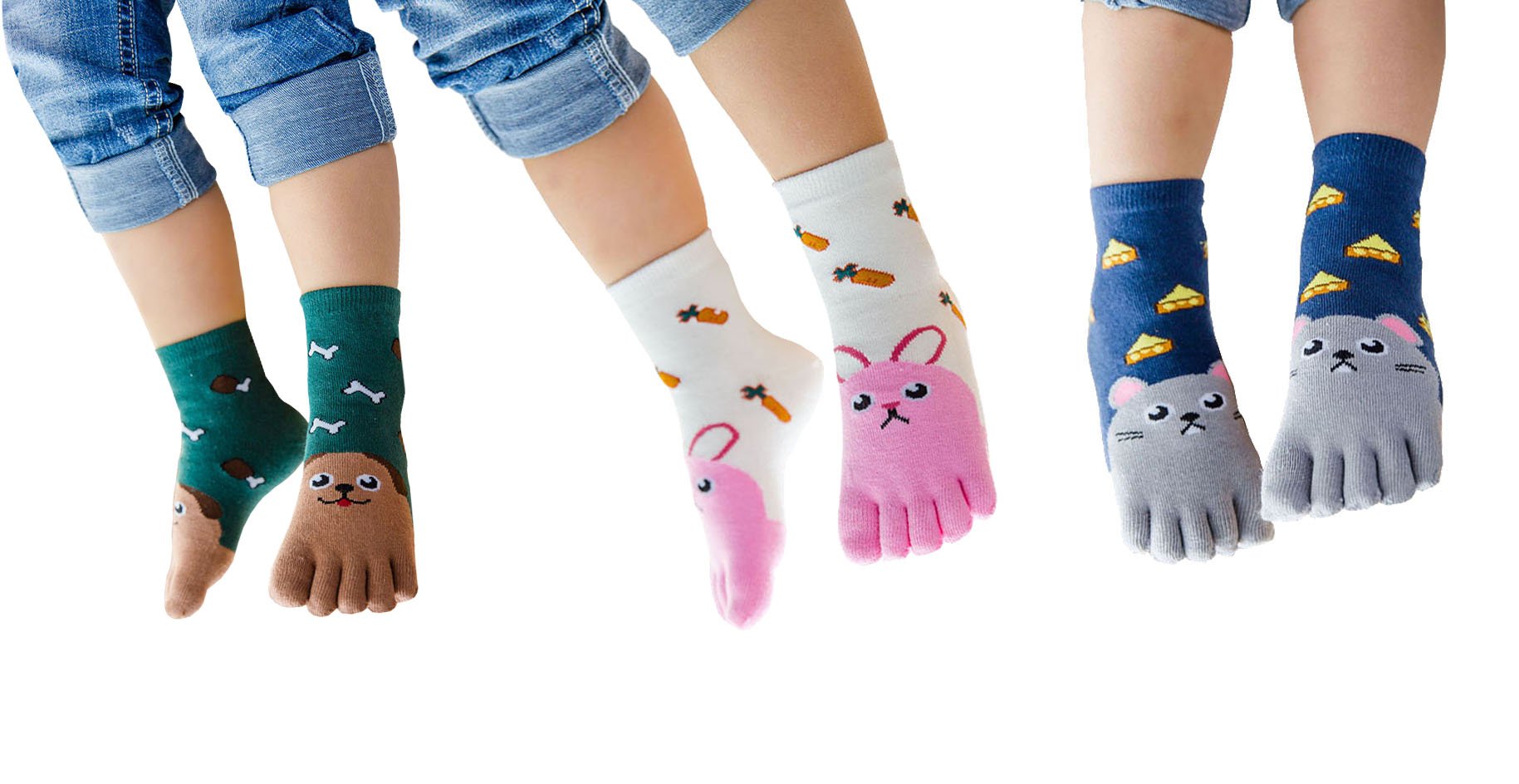 Tesoon Cotton Novelty Cats Seamless Kids Toe Socks 3 Pairs 37 Years