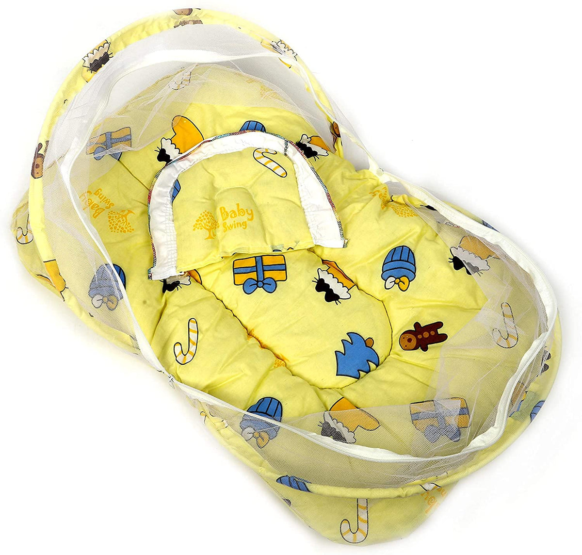 Baby Swing Baby Bedding Mattress Set with Mosquito Net for New Born Baby Kids Sleeping Mattress Bag Bed Set (Yellow)  14