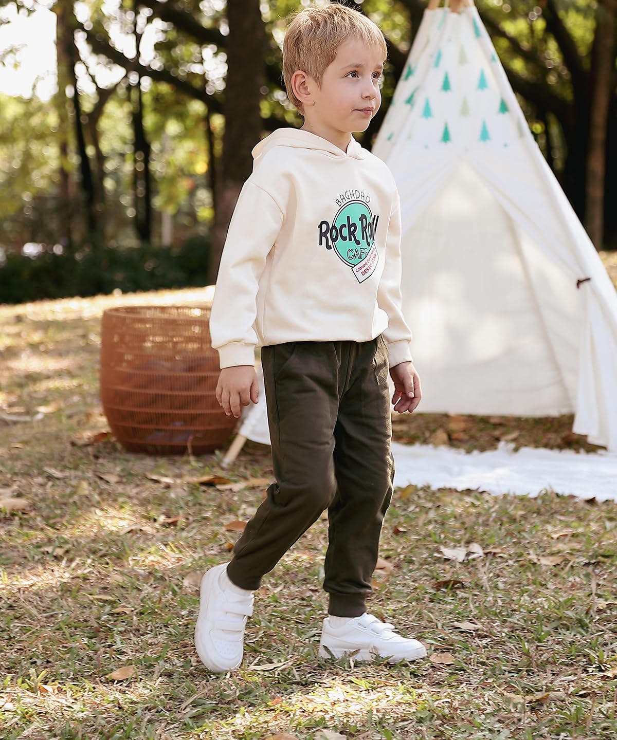 Gfqlong Toddler Boys 3 Pack Cotton Active Jogger Sweatpants,Kids Casual Athletic Solid Pocket Pull On Pants,Coffee+ Dark Grey+ A