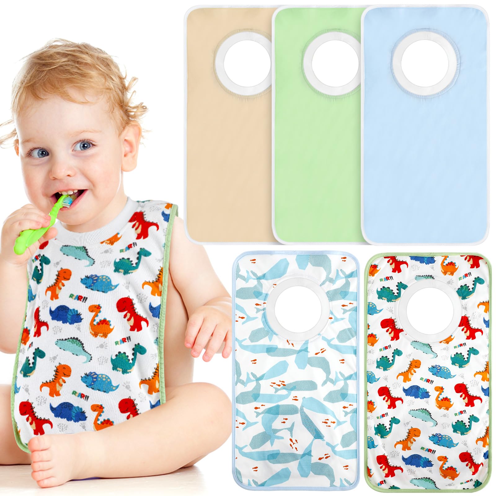 Newwiee 5 Pcs Large Towel Bib Toddler For Baby Toddler Cloth Bib Soft – Cutebaby WBCBBB0CGDKX8N6