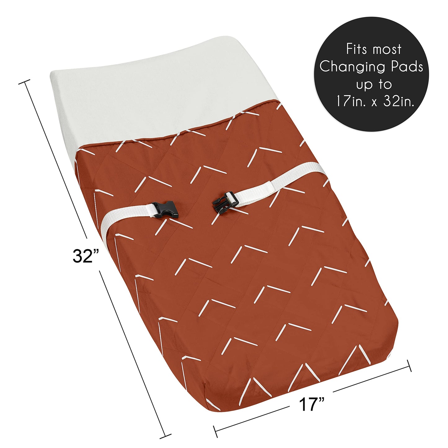 Sweet Jojo Designs Boho Arrow Boy Girl Baby Nursery Changing Pad Cover - Ivory Burnt Orange Rust Off White Farmhouse Southwest S
