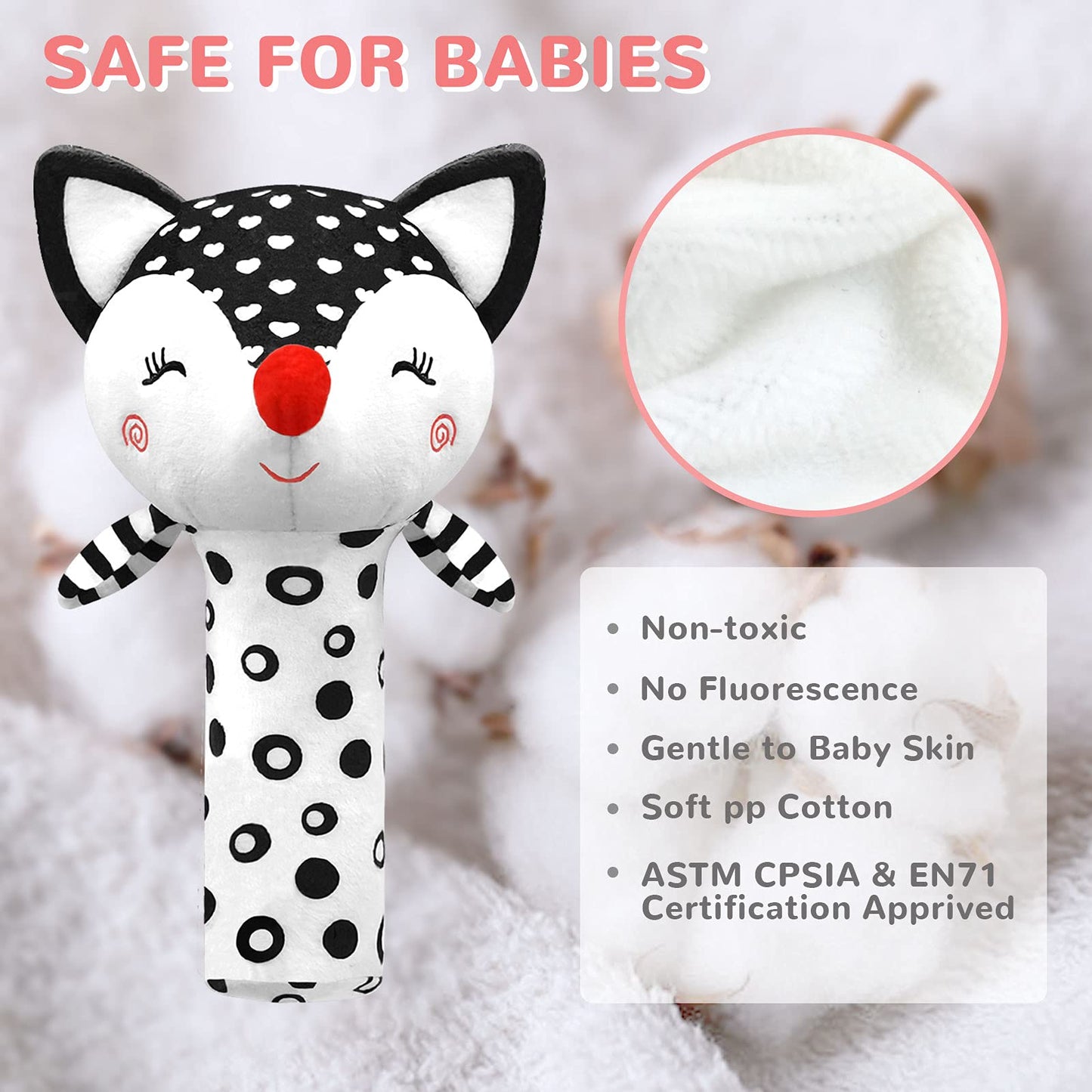 Baby Rattles 0-6 Months Newborn Toys Infant Toys 0-6 Months Rattles for Babies 0-6 Months Baby Toys 0-6 Months, Black and White