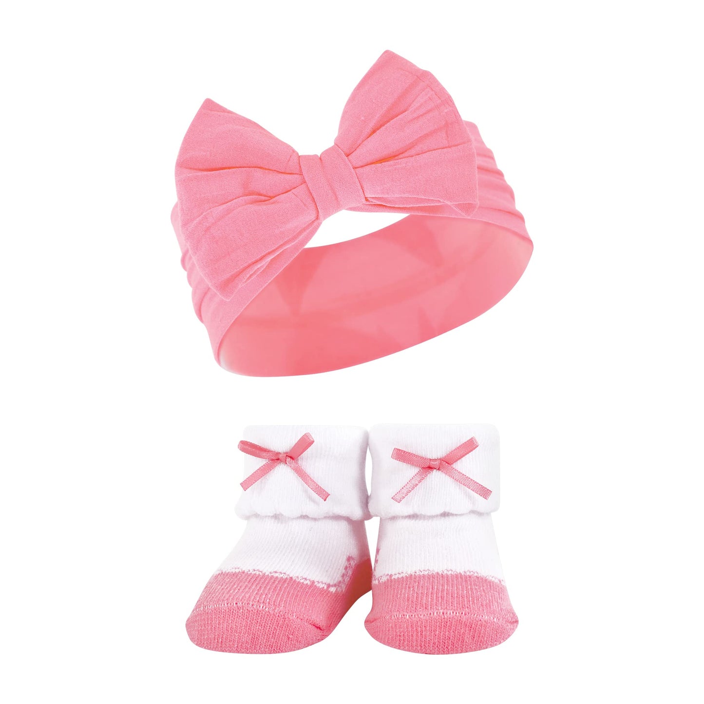 Hudson Baby Baby Girls' Headband And Socks Giftset, Pink Purple, One Size