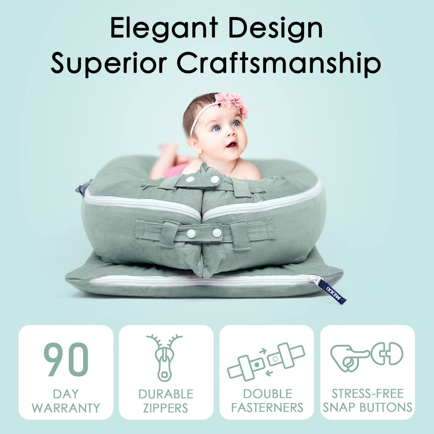 Mexxi Baby Nest Replacement Cover | Premium Quality Cotton | Hypoallergenic Lounger Cover Cotton Newborn Lounger Cover(Cover Onl