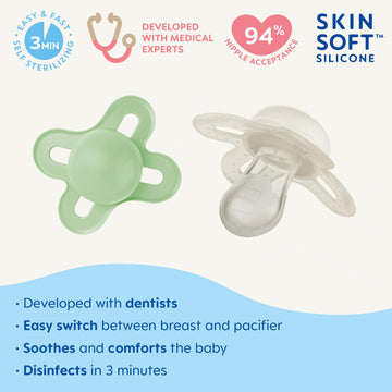 Mam Original Start Newborn Baby Pacifier, Best Pacifier For Breastfed Babies, Sterilizer Case, Unisex, 0-3 Months, 2 Count (Pack