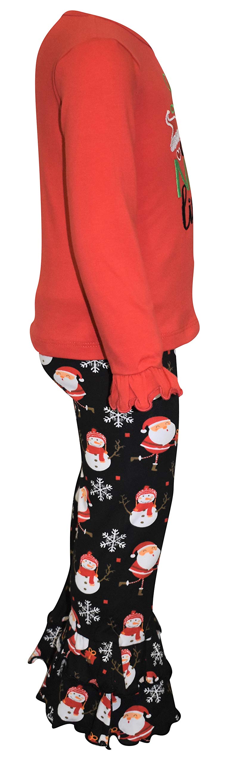 Unique Baby Girls Little Miss Nice List Christmas Pant Set (4T, Black Santa)