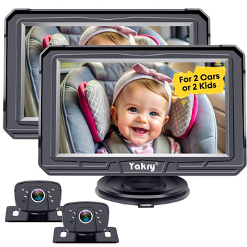 Yakry Baby Car Camera 2-Pack For Backseat - Hd 1080P Dual Camera, 170 Wide Angle, Night Vision, 360 Rotation, Safe Rear-Facing I