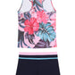 Proallo Girls Bathing Suits Two Piece Vest Style Swimsuit With Boyshort Tankini Swimwear Hibiscus