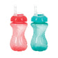 Nuby 2-Pack No-Spill Cup With Flex Straw, 10 Ounce, Colors May Vary