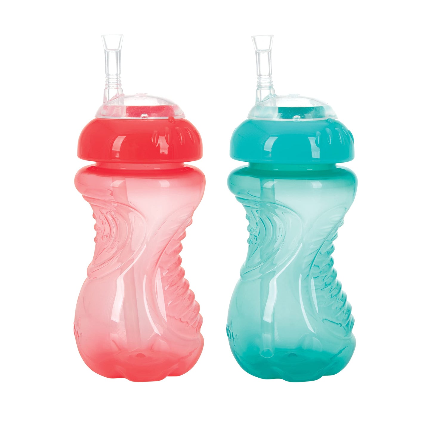 Nuby 2-Pack No-Spill Cup With Flex Straw, 10 Ounce, Colors May Vary