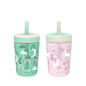 Zak Designs Kelso Toddler Cups For Travel Or At Home, 15Oz 2-Pack Durable Plastic Sippy Cups With Leak-Proof Design Is Perfect F