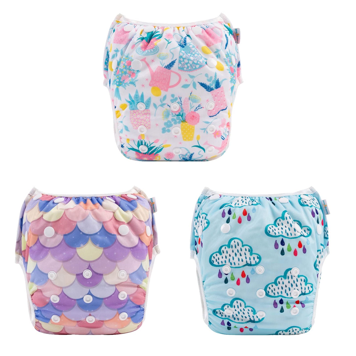 Babygoal Baby Girl And Boy Swim Diapers, Reusable Adjustable Washable One Size Fits 0-8M Baby Gifts And Swimming Lessons 3 Pack