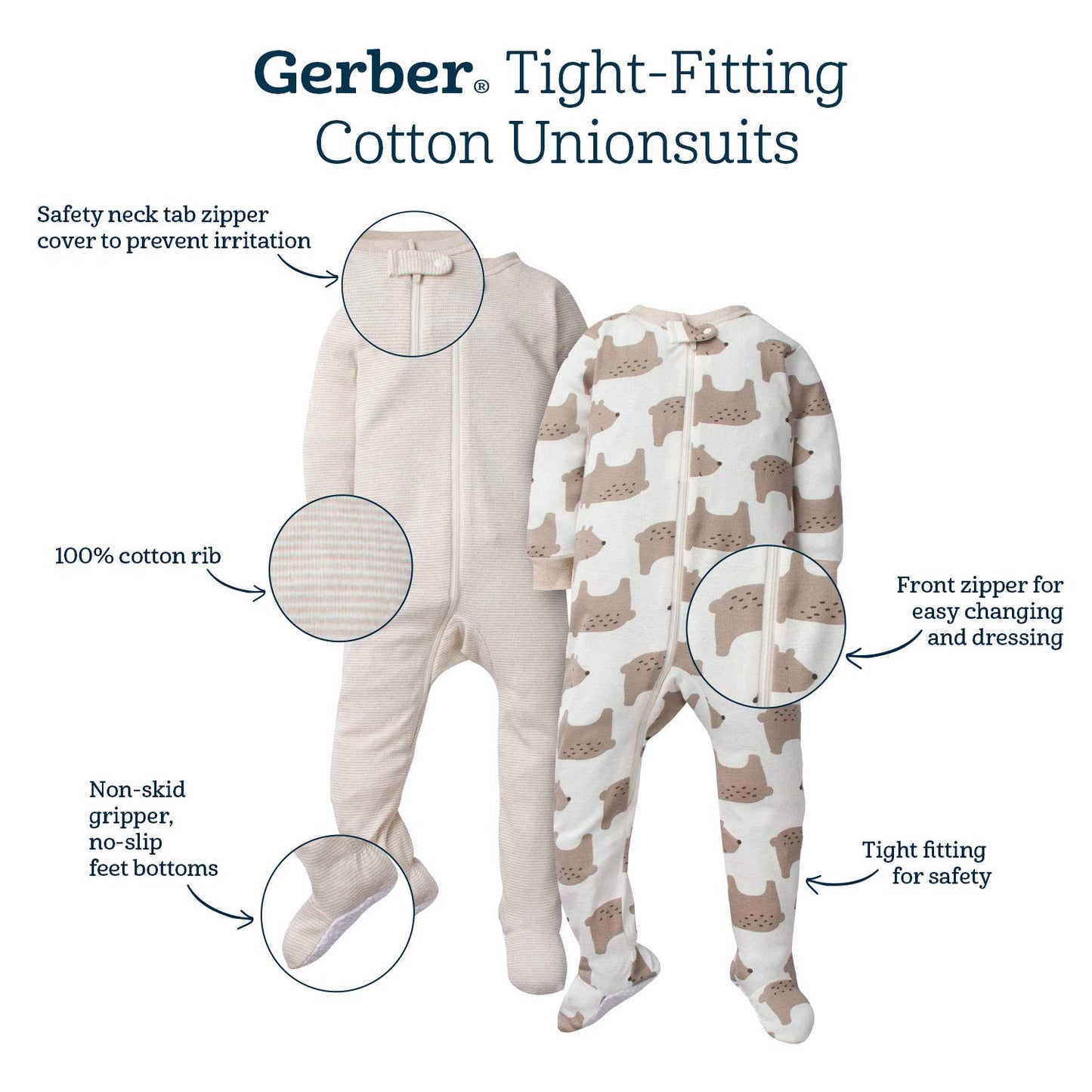 Gerber Baby Boys' 2-Pack Footed Pajamas, Blue Earth, 6-9 Months