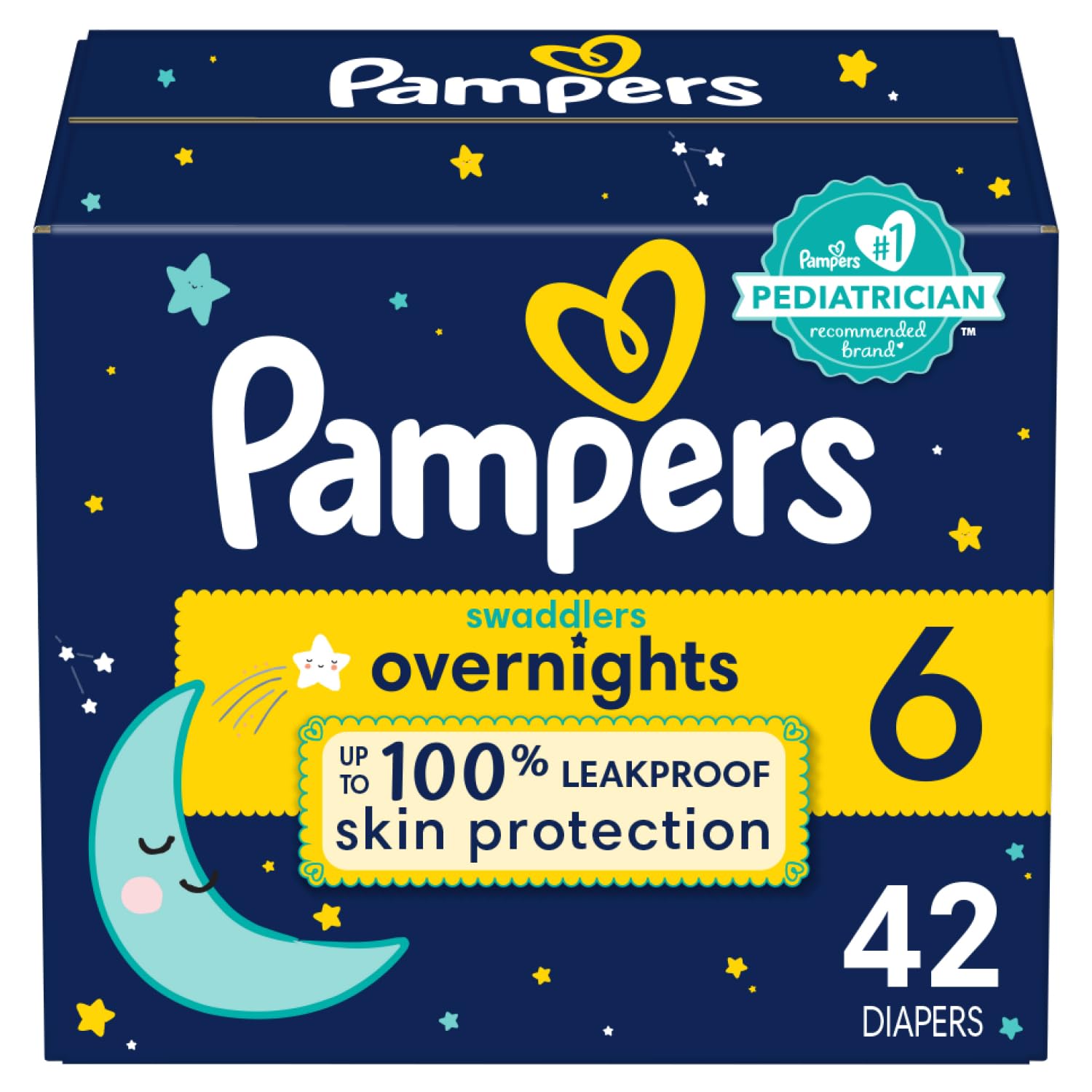 Pampers Overnight Diapers - Swaddlers Overnights - Size 6, 42 Count, D ...