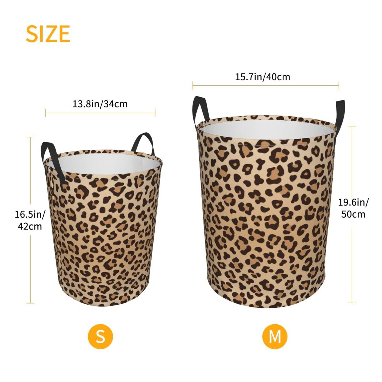 Gbuzozie Leopard Print Round Laundry Hamper Animal Skin Texture Storage Basket Toys Clothes Organizer Bin For Home Bathroom Bedr