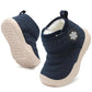 BARERUN Infant Unisex Warm Fur Lining Soft Boots Baby Winter Ankle Non-Slip Sole Toddler Winter Snow Crib Shoes Navy Baby Shoe S