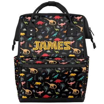 SPYORBKX Personalized Baby Diaper-Backpack Waterproof Nappy-Bag Backpack for Mom Dad Baby-Boys Dinosaur-Diaper-Bag with Baby Nam