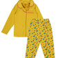 KiddoPanti Girls Front Open Shirt & AOP Pyjama Set, Yellow, 34Y
