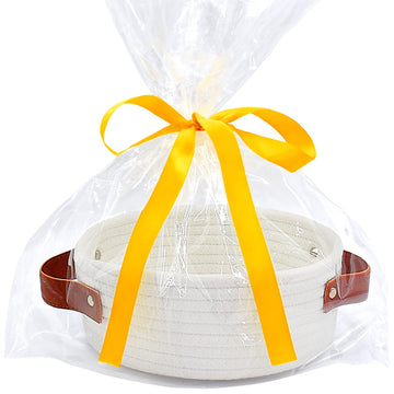 Abenkle Small Storage Basket, Mini Round White Basket, Cute Tiny Cotton Rope Woven Basket, Shelf Basket, Boho Decorative Basket