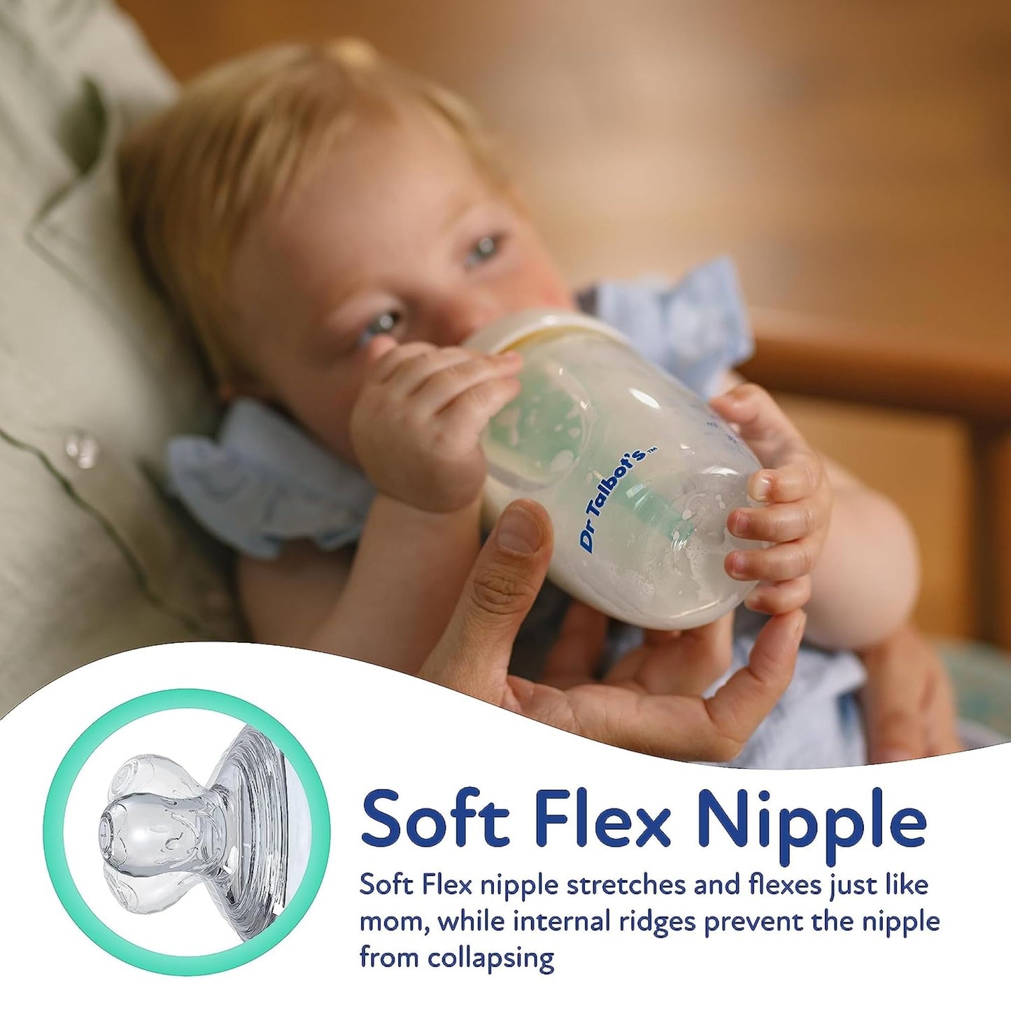 Dr. Talbot'S Anti-Colic Bottles With Soft Flex Pacifier - 9 Oz - (4-Pack) Baby Bottles For Newborn Babies 0+ Months - Self Steri