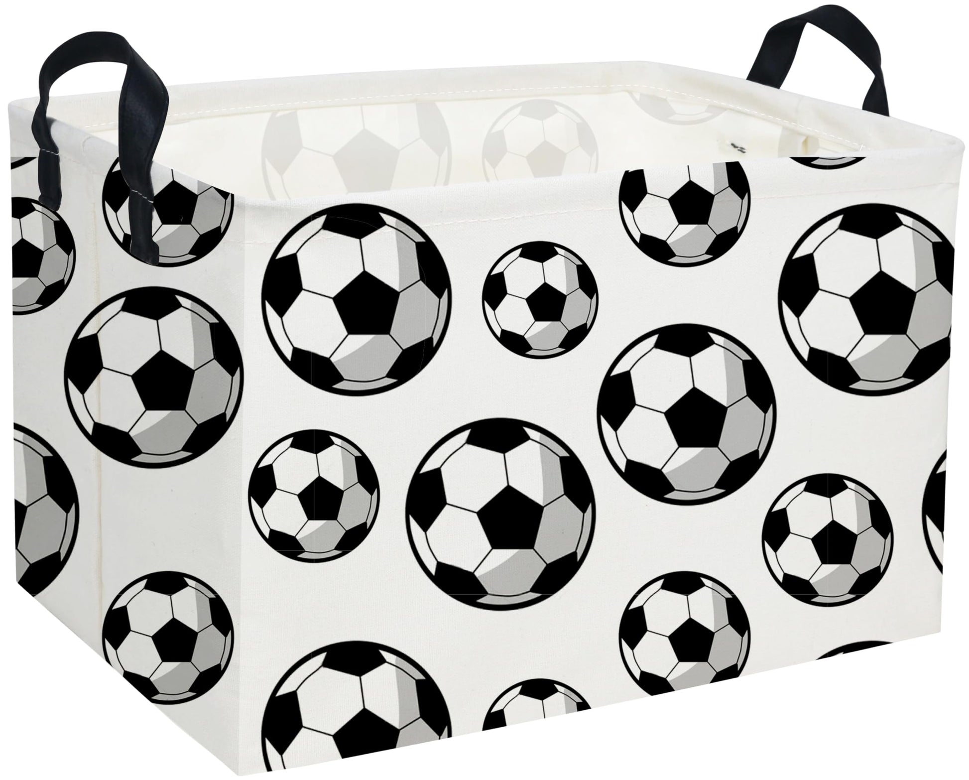 Sanjiaofen Rectangular Soccer Basket,Easter Baskets for Kids .Waterproof PE Coating Cute Bins with Handles.Boys Basket,Toys Box,
