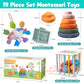 Wuzhineisn Montessori Baby Toys for Ages 6-18 Months - Pull String Teether, Stacking Blocks, Sensory Shapes Storage Bin, Infant