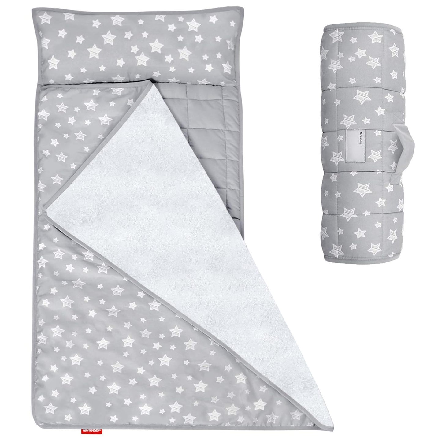 Toddler Nap Mat 2 Pack, Nap Mat For Kids Preschool, Daycare With Pillow And Fleece Minky Blanket, Lightweight, Soft, Gray And Na