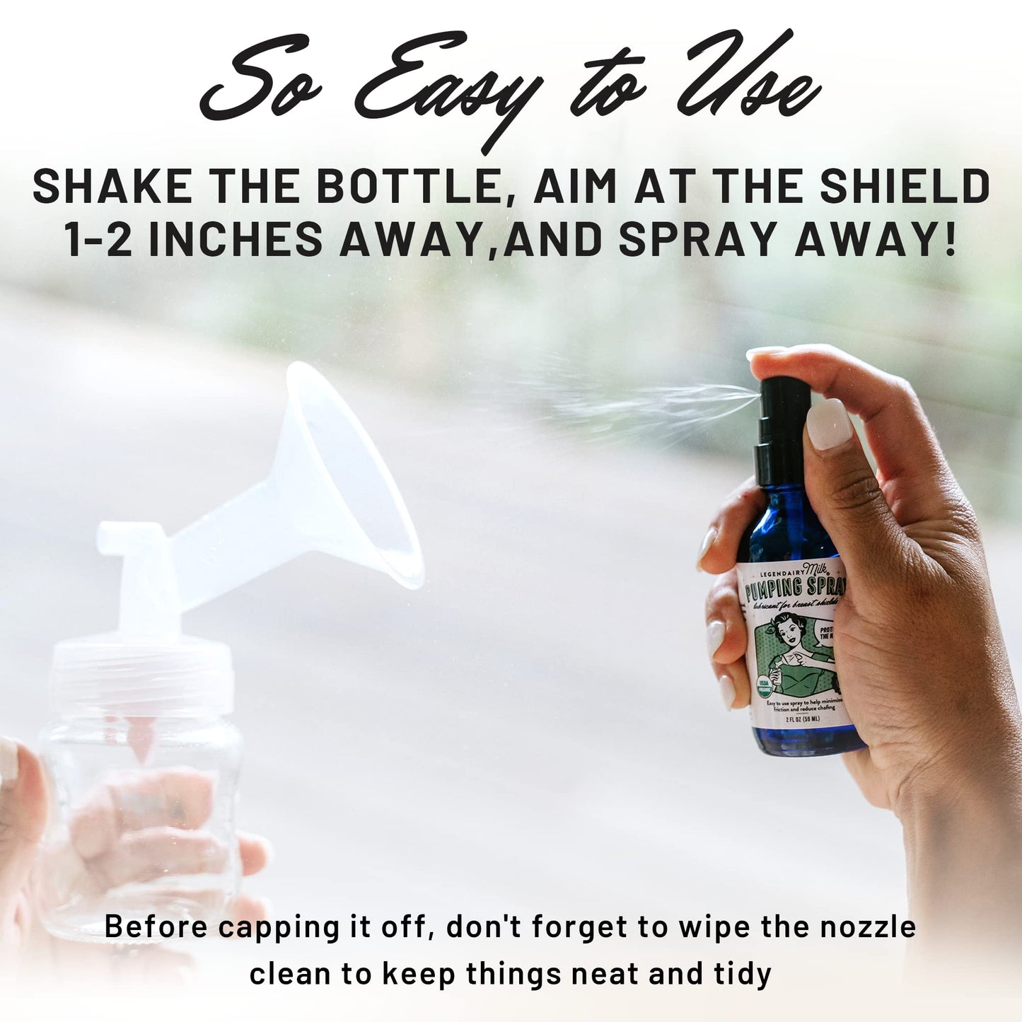 Legendairy Milk Pumping Spray 4 Oz., Helps Sore Nipples & Clogged Ducts, Organic Lubricant For Breast Shields And Flanges, Vegan