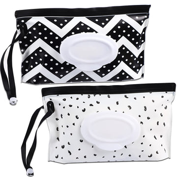 Febsnow 2 Pack Baby Wipe Dispenser,Portable Refillable Wipe Holder, Baby Wipes Container,Wipe Dispenser, Reusable Travel Wet Wip