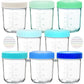 Youngever Glass Baby Food Storage, 6 Ounce Baby Food Glass Containers With Airtight Lids, Glass Jars With Lids (8 Coastal Colors