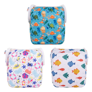 Alvababy Large Cloth Swim Diaper 3Pcs Baby/Toddler/Infant Snap Reusable Adjustable Swimming Diaper Baby Gifts Baby Boy And Girl