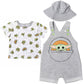 Star Wars The Child Newborn Baby Boys Short Overalls T-Shirt And Hat 3 Piece Outfit Set Grogu Gray 3-6 Months