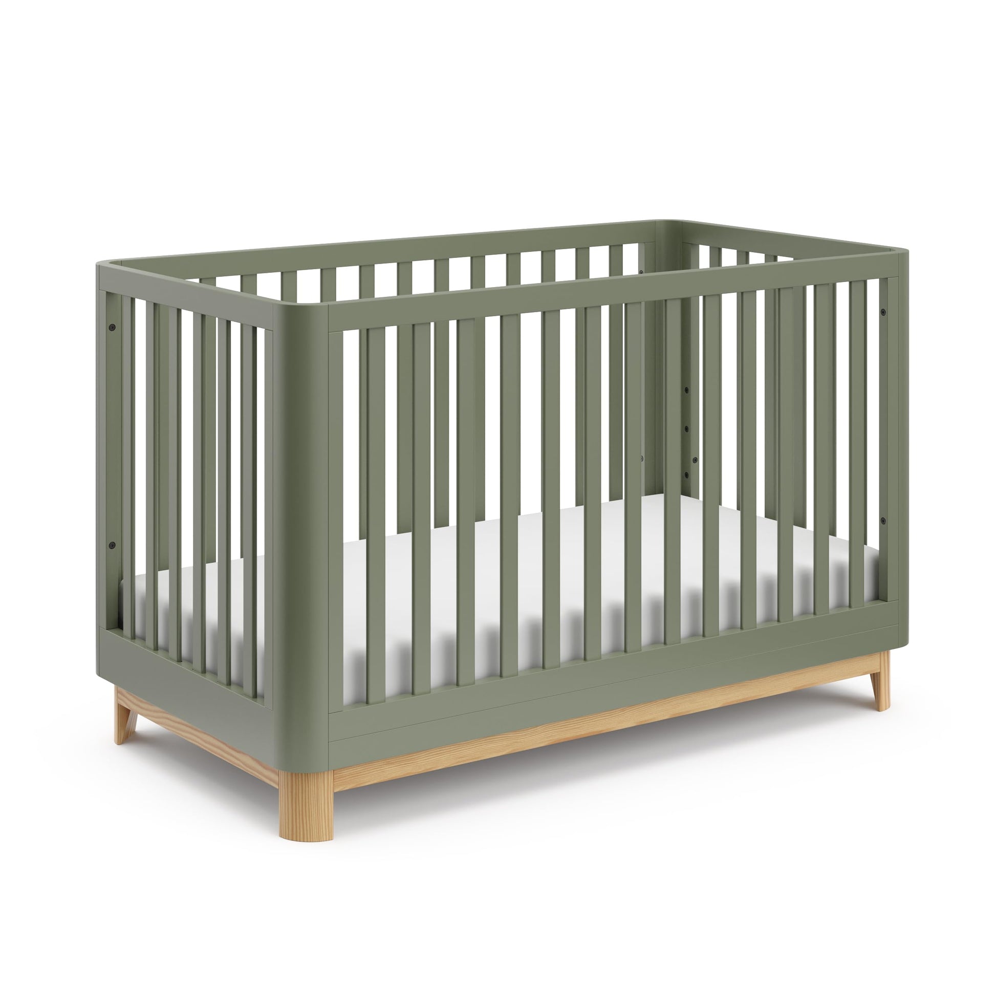 Storkcraft Santos Convertible Crib (Olive & Natural) - GREENGUARD Gold Certified, Fits Standard Crib Mattress, Converts to Toddl