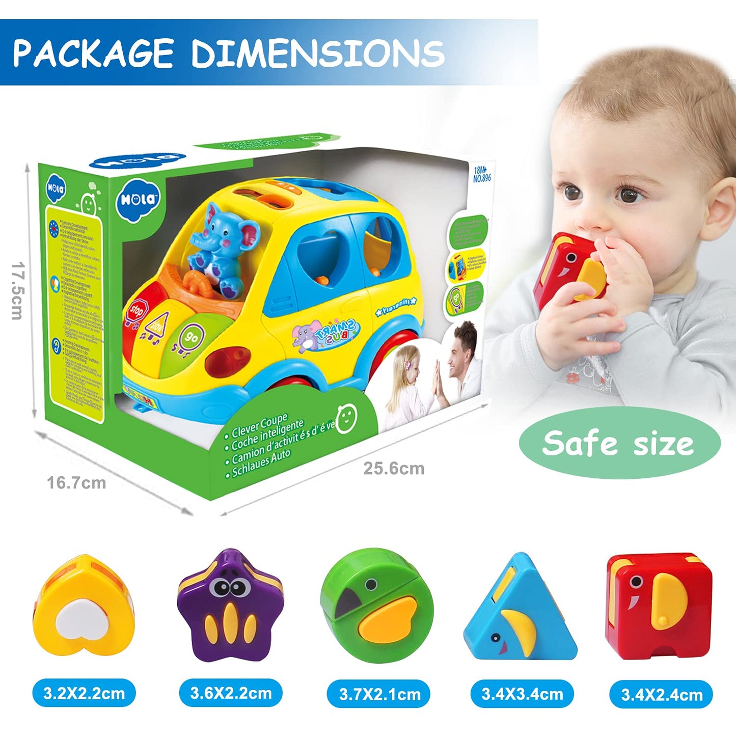 Baby Toys for 1 Year Old Boy Girl Gift Musical Bus Baby Toys 6-12 12-18 Months Toddler Toys Early Learning Montessori Toys for 1