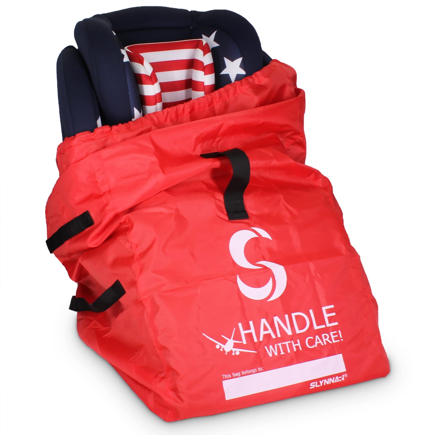 Slynnar Car Seat Travel Bag For Airplane - Gate Check Bag Fits Convertible Car Seats, Infant Carriers & Booster Seats, Red Upgra