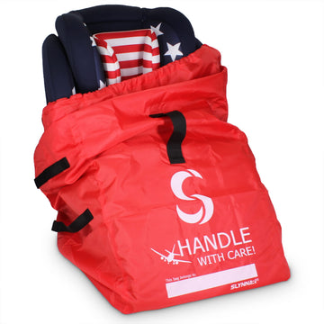 Slynnar Car Seat Travel Bag For Airplane - Gate Check Bag Fits Convertible Car Seats, Infant Carriers & Booster Seats, Red Upgra
