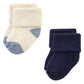 Hudson Baby Unisex Baby Cotton Rich Newborn And Terry Socks, Navy Taupe, 0-6 Months