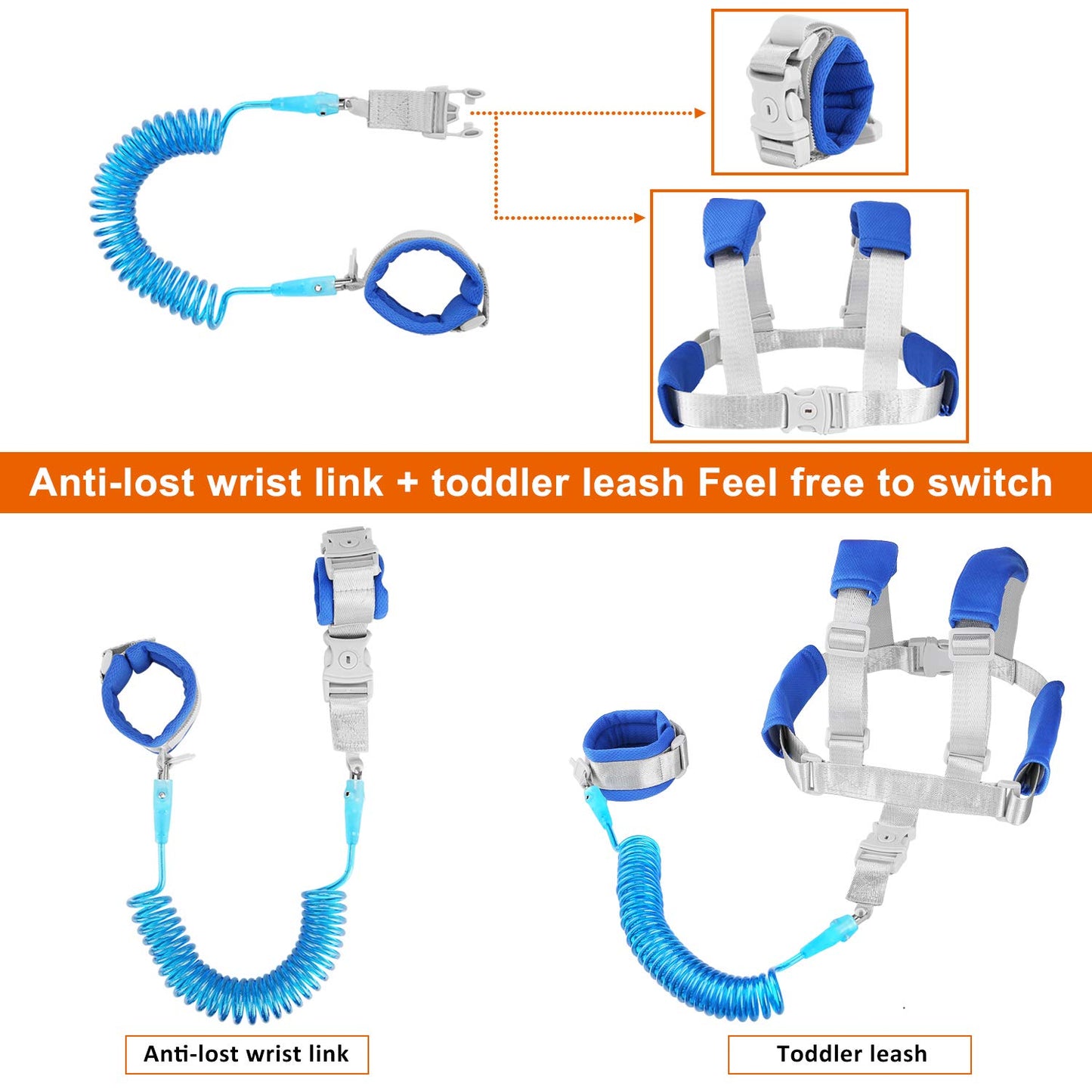 Baby Anti Lost Wrist Link -Anti Lost Backpack Leash Baby Leash Safety Walking Leash Wrist Link With Upgraded Safety Locks For Ki