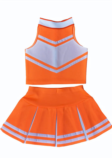 Total 2550 Little Girls' Cheerleader Cheerleading Outfit Uniform Costume Cosplay Neon Orange/White (M / 5-8)