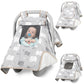 Baby Carseat Seat Cover Boys, Winter Carseat Canopy, Cozy & Warm Cover with Zipper Peep Windows, Infant Minky Carrier Cover, Sof
