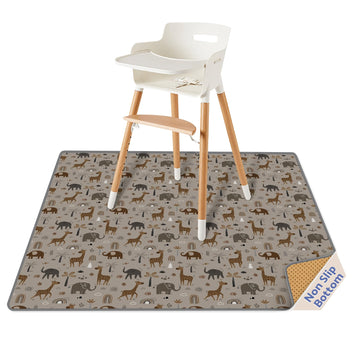Baby Splat Mat For Under High Chair, 51 X 51 Inch Splash Mat, Waterproof And Washable Spill Mat, Anti-Slip Floor Protector, Elep