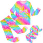 Sylfairy Girls Pajamas Set Matching Doll Pjs Toddler Kids Sleepwear Christmas Clothes Gift, Rainbow, 34T