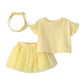 CarterS Baby Girl 3Piece Clothing Set | Top, Shorts And Headband Outfit | Round Neck With EasyWear Design | Soft Breathable F