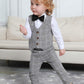 A&J Design Baby Suits For Boys Gentleman Wedding Formal Ring Bearer Plaid Outfit Dress Clothes Tuxedo Set Light Gray 18-24 Month