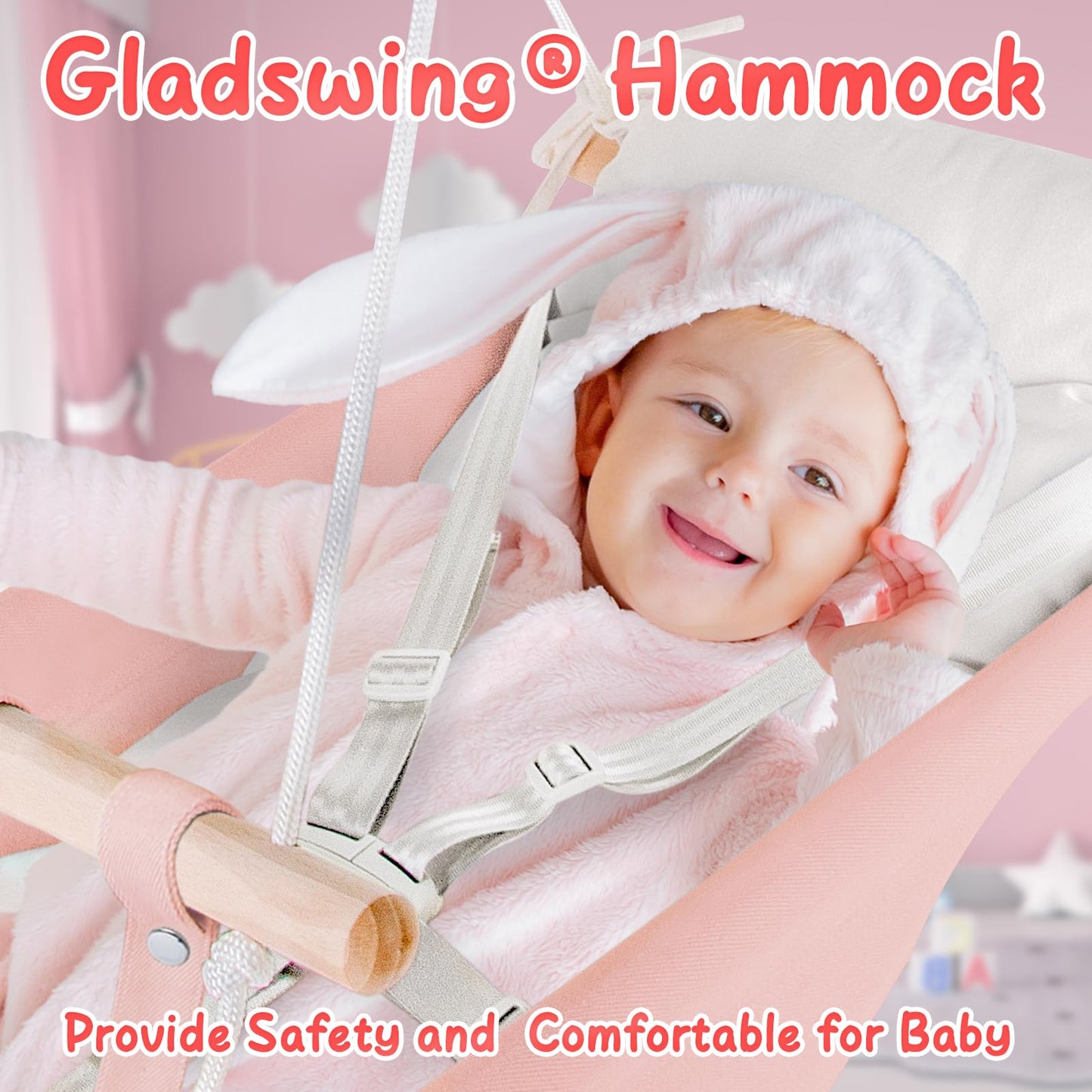 Canvas Baby Swing For Infants To Toddlers,Indoor Outdoor Wooden Hanging Swing Seat With Safety Belt And Mounting Hardware, Suita