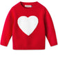 Valentines Day Toddler Warm Pullover Knitted Heart Sweater Top Crewneck Lovely Sweater Red 2 Years