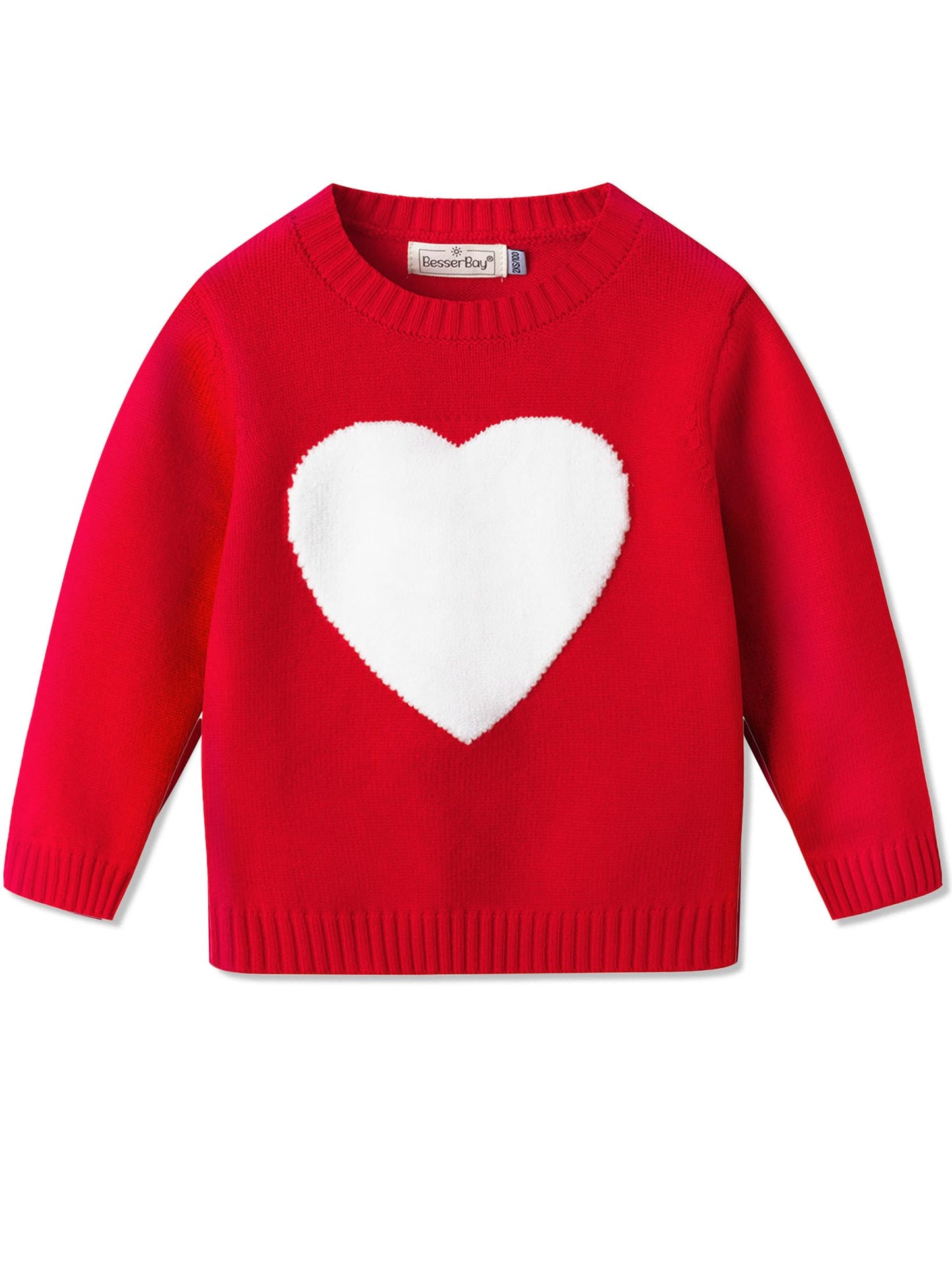 Valentine'S Day Unisex Toddler Warm Pullover Knitted Heart Sweater Cute Crew Neck Outfit Red 18 Months