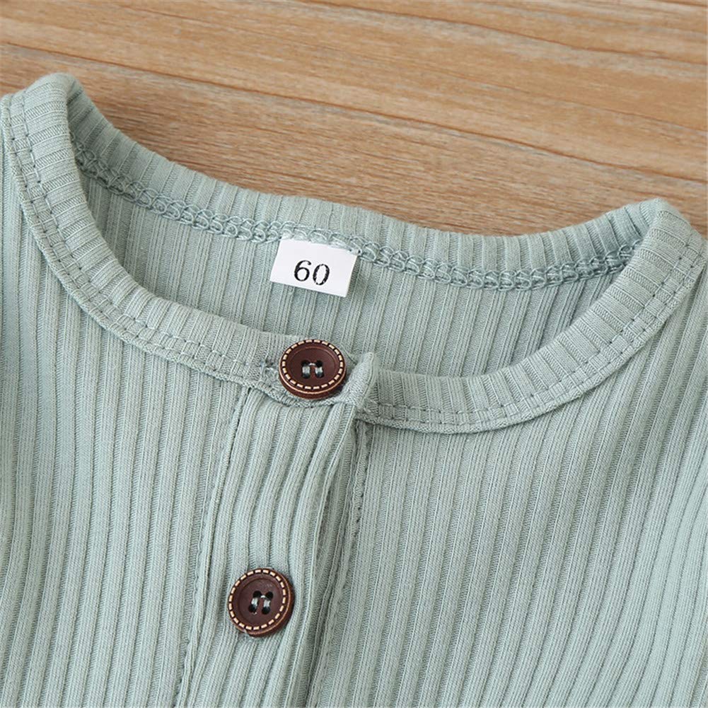 Kuriozud Newborn Infant Unisex Baby Boy Girl Button Solid Romper Bodysuit One Piece Jumpsuit Outfits Clothes (Long Sleeve One Pi