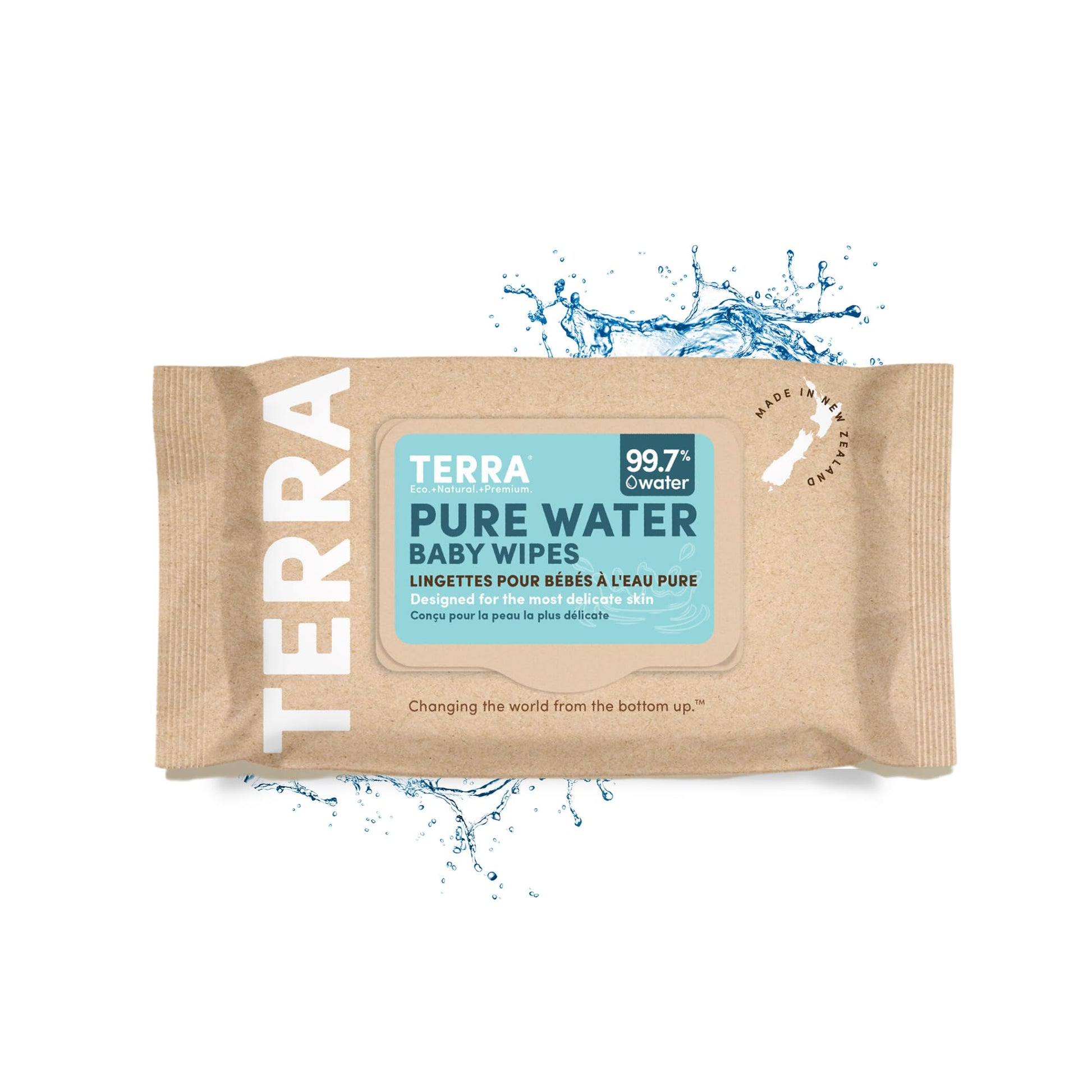 Terra Bamboo Baby Wipes: Pure Water Wipes, 99.7% Pure New Zealand Water, 100% Biodegradable Bamboo Fiber, 0% Plastic, Unscented
