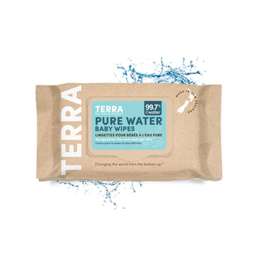 Terra Bamboo Baby Wipes: Pure Water Wipes, 99.7% Pure New Zealand Water, 100% Biodegradable Bamboo Fiber, 0% Plastic, Unscented